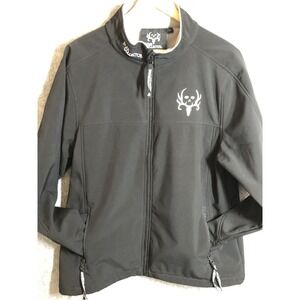 Bone Collector Jacket Mens Large Black Softshell Full Zip Fleece Lined Hunting